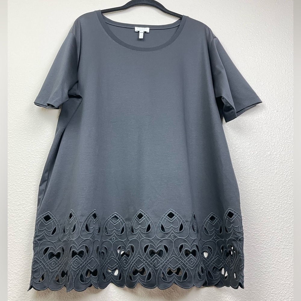 ESCADA Sport Women's Large Eyalo Shirt Black Spell Out Embroidered Hearts Top
